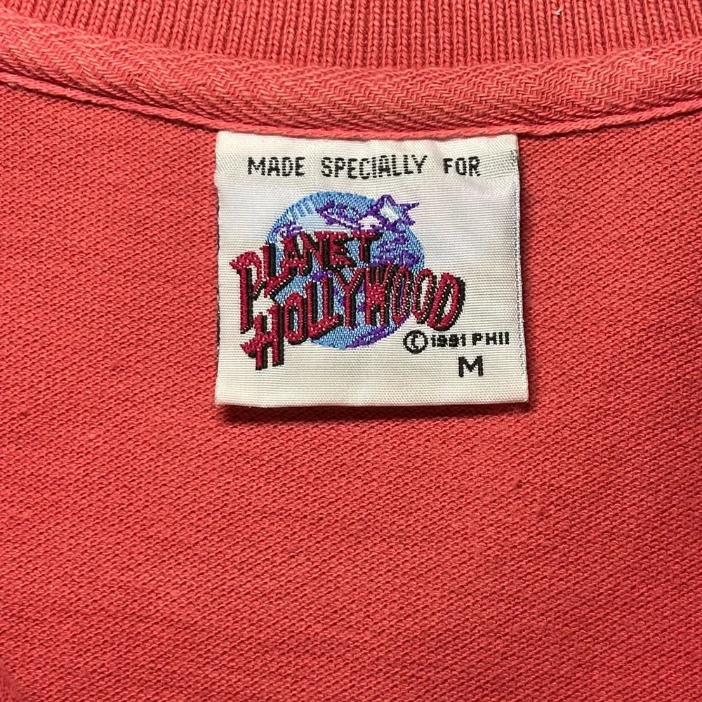 VIntage Planet Hollywood Hong Kong Beach Polo Sz M Salmon Color Shirt Logo 1991 - Picture 2 of 3